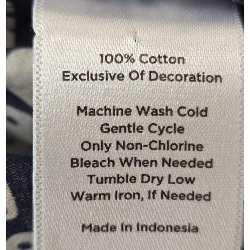 Talbots Button Down Shirt Women 1X Navy White Elephant Print Cotton Long Sleeve - Picture 8 of 8